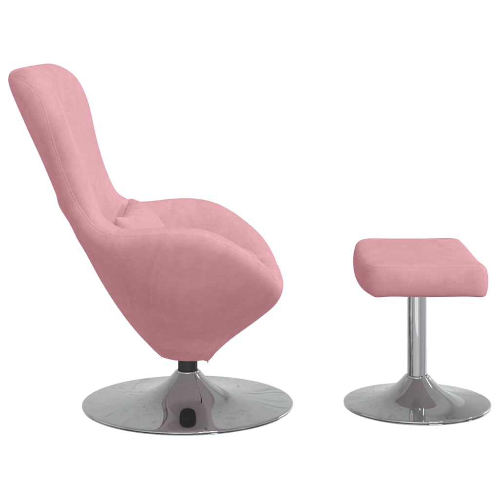 Egg Chair met Voetsteun Roze Fluweel