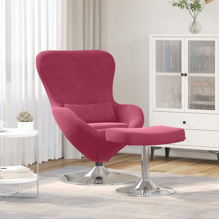 Egg Chair met Voetsteun Wijnrood 63 x 73 x 90 cm Fluweel