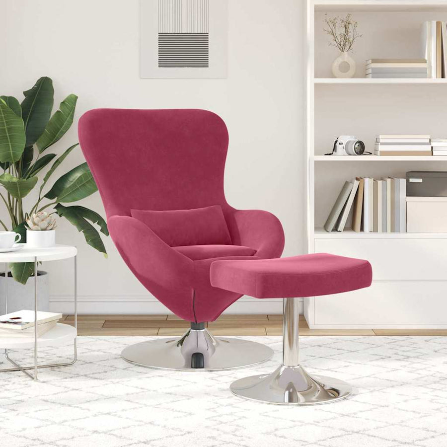 Egg Chair met Voetsteun Wijnrood 63 x 73 x 90 cm Fluweel