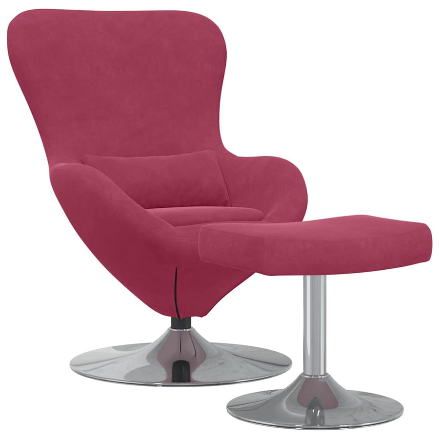 Egg Chair met Voetsteun Wijnrood 63 x 73 x 90 cm Fluweel