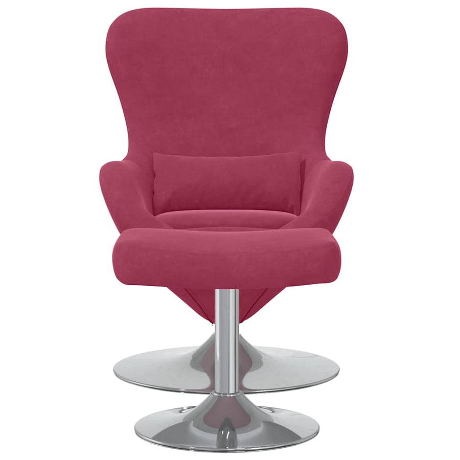 Egg Chair met Voetsteun Wijnrood 63 x 73 x 90 cm Fluweel
