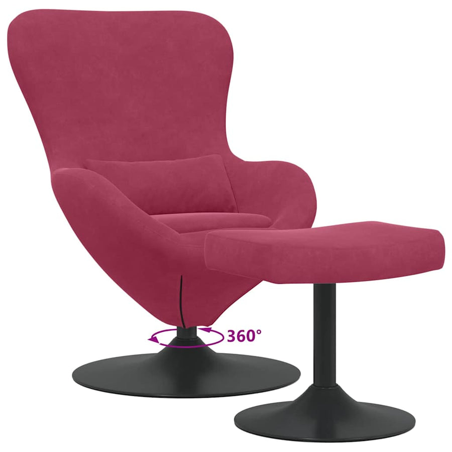Egg Chair met Voetsteun Wijnrood 63 x 73 x 90 cm Fluweel