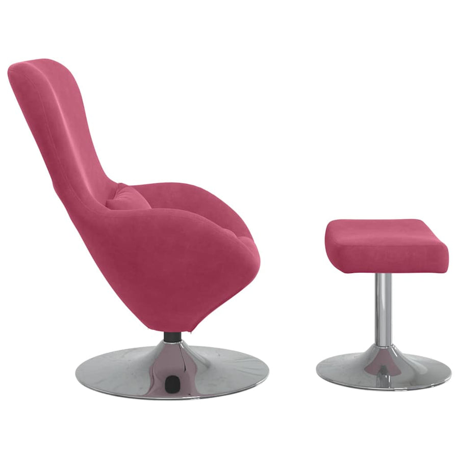 Egg Chair met Voetsteun Wijnrood 63 x 73 x 90 cm Fluweel
