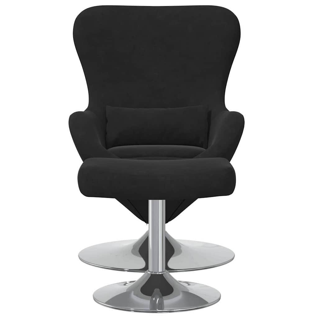 Egg Chair met Voetsteun Zwart Fluweel