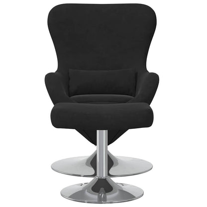 Egg Chair met Voetsteun Zwart Fluweel