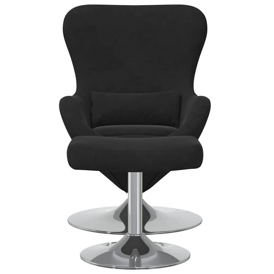 Egg Chair met Voetsteun Zwart Fluweel