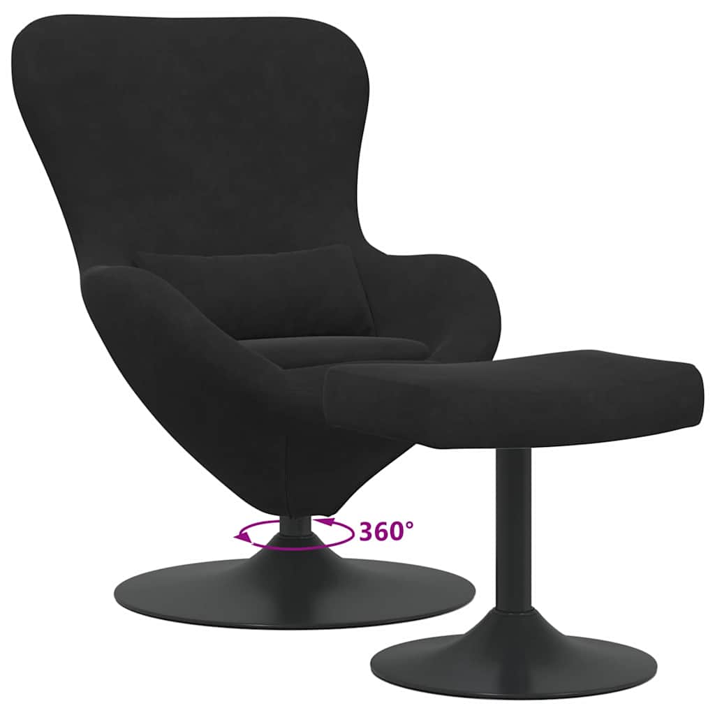 Egg Chair met Voetsteun Zwart Fluweel