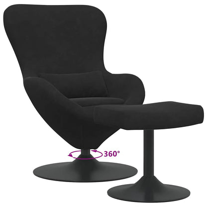 Egg Chair met Voetsteun Zwart Fluweel