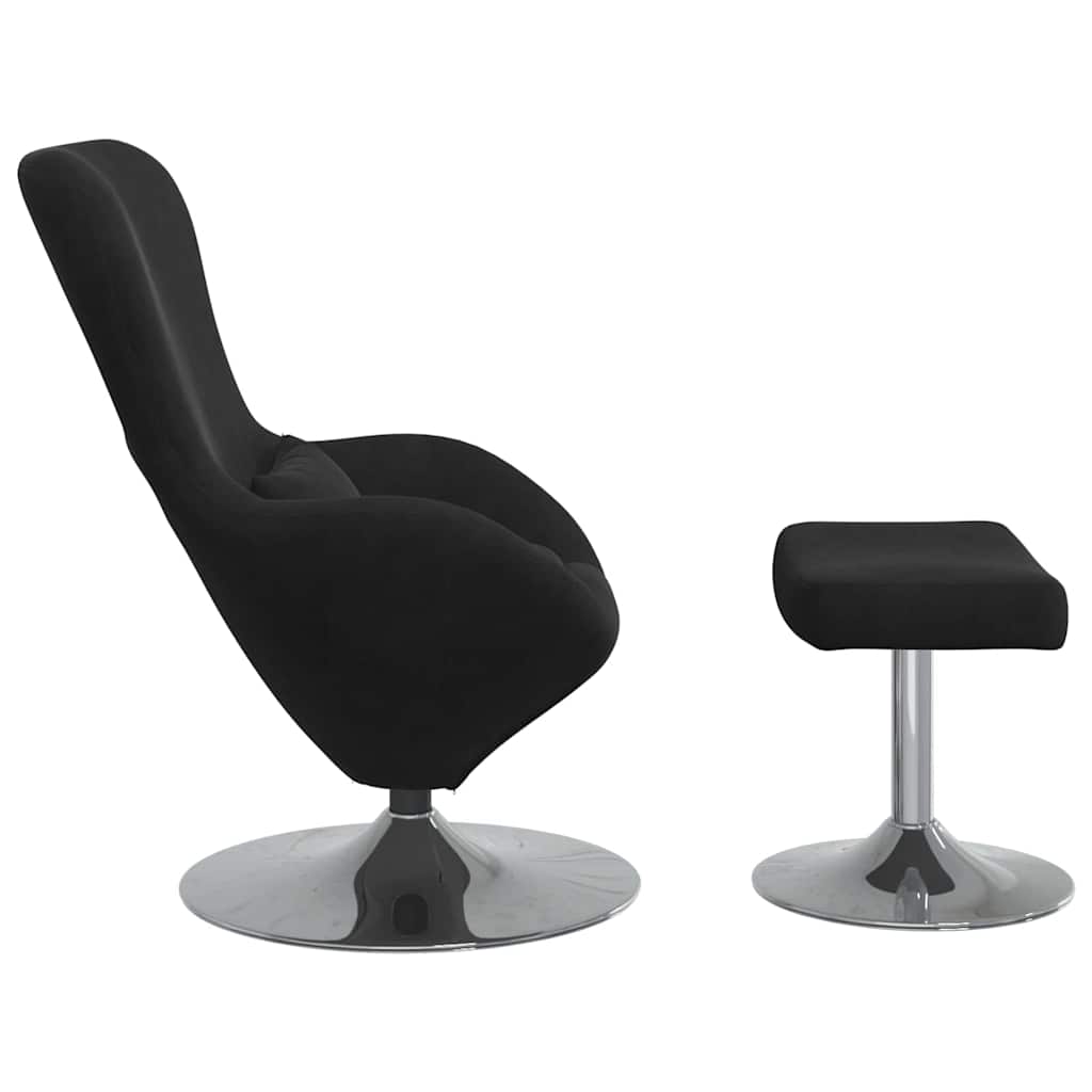 Egg Chair met Voetsteun Zwart Fluweel