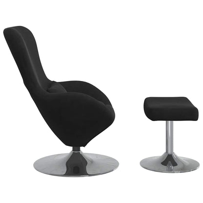 Egg Chair met Voetsteun Zwart Fluweel
