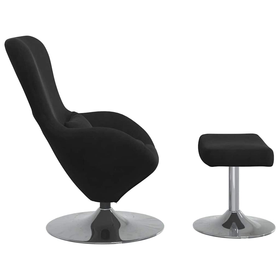 Egg Chair met Voetsteun Zwart Fluweel