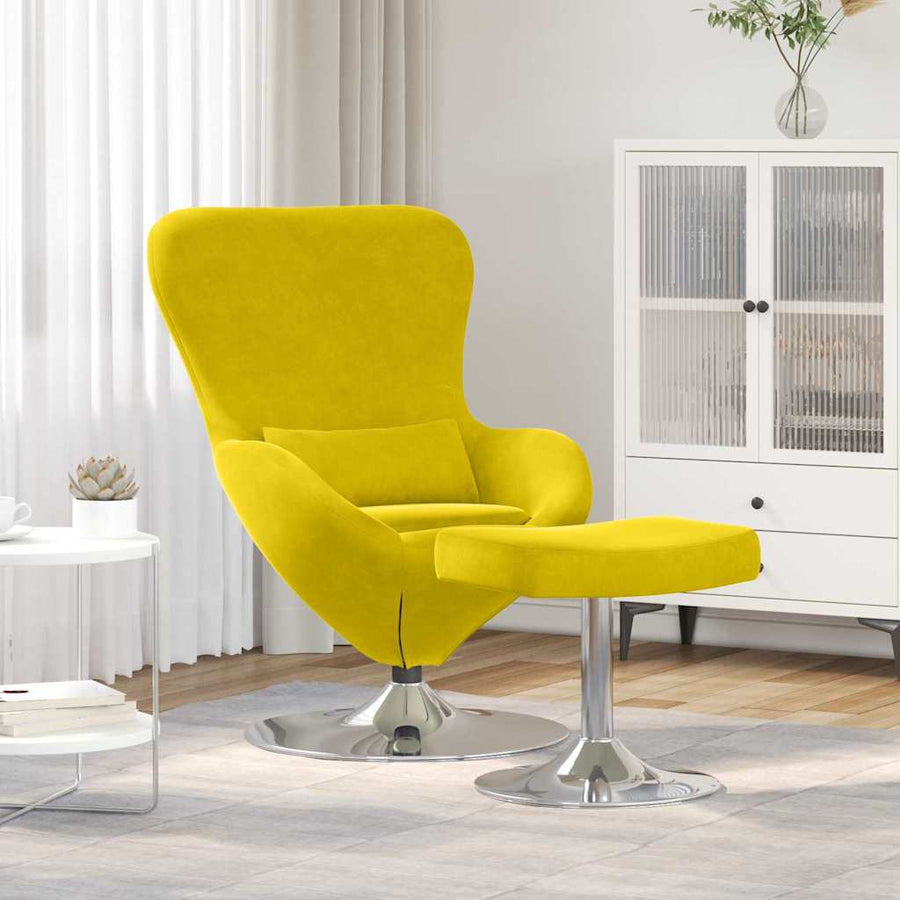 Egg Chair met Voetsteun Geel 63 x 73 x 90 cm Fluweel