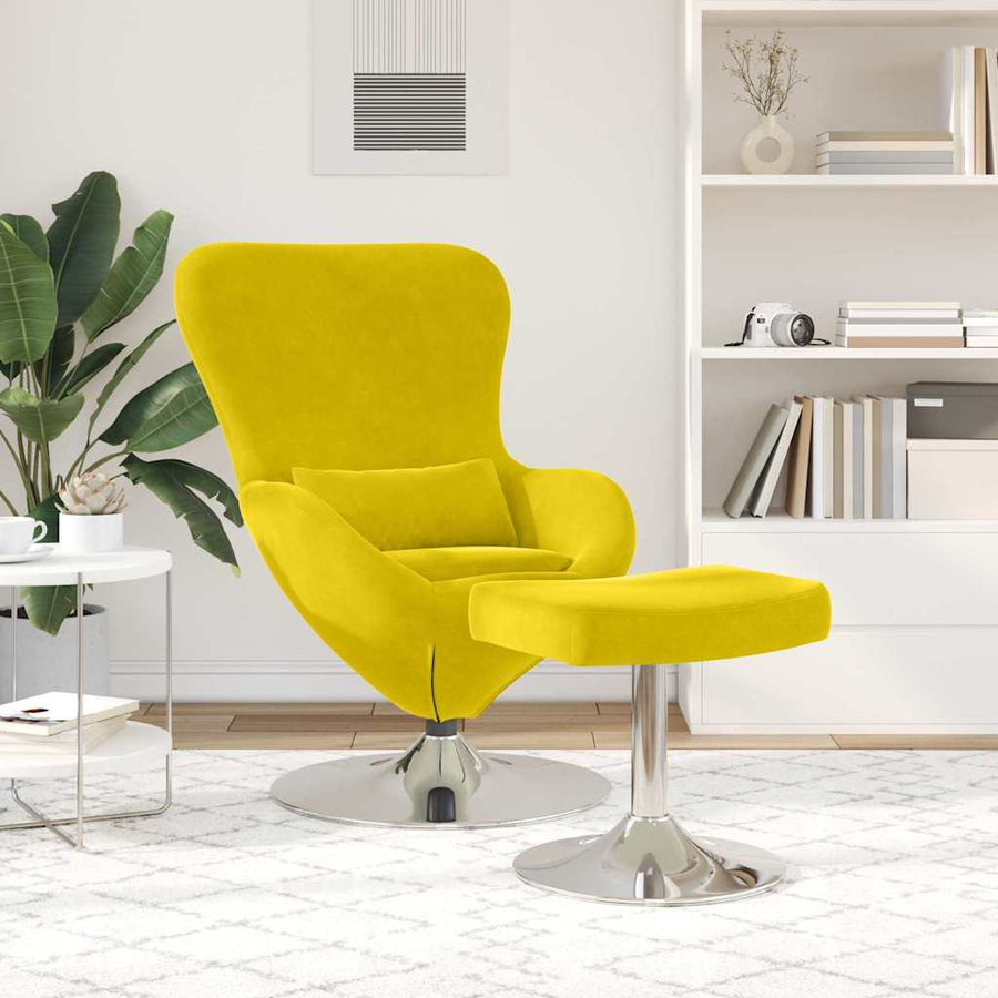 Egg Chair met Voetsteun Geel 63 x 73 x 90 cm Fluweel