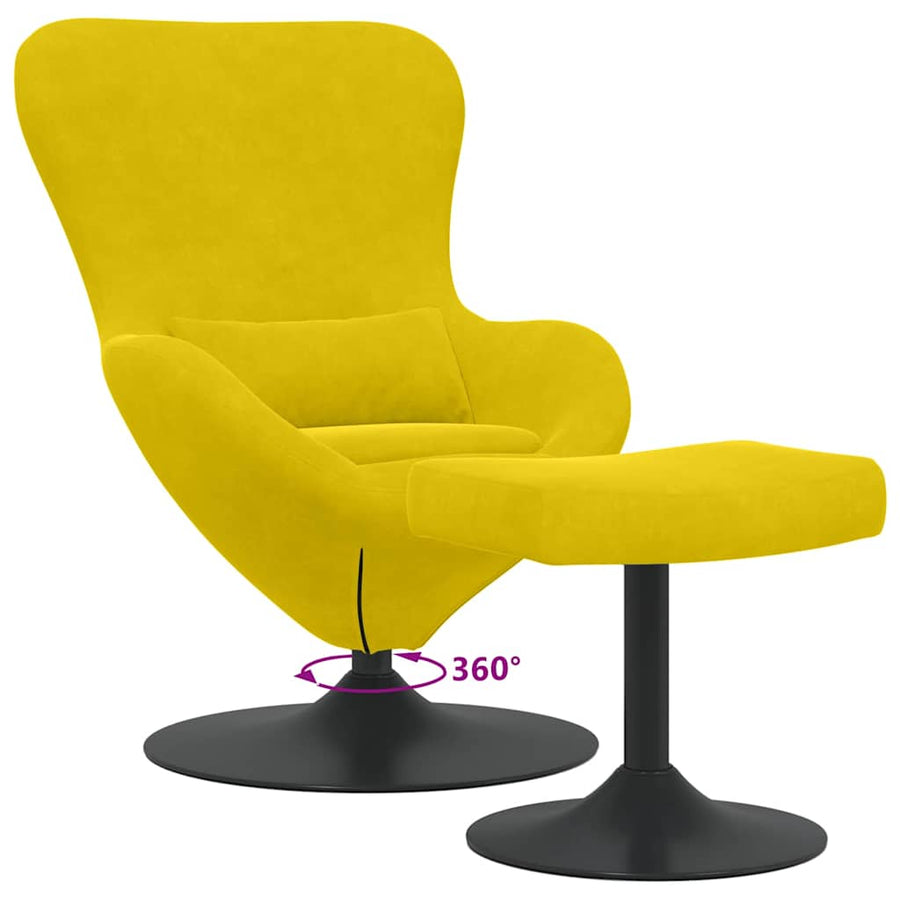 Egg Chair met Voetsteun Geel 63 x 73 x 90 cm Fluweel