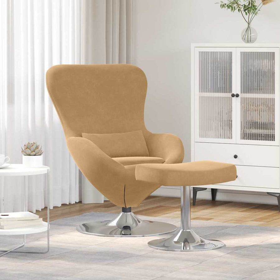 Egg Chair met Voetsteun Bruin 63 x 73 x 90 cm Fluweel