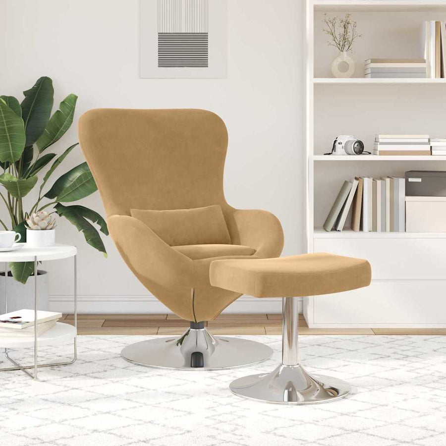 Egg Chair met Voetsteun Bruin 63 x 73 x 90 cm Fluweel