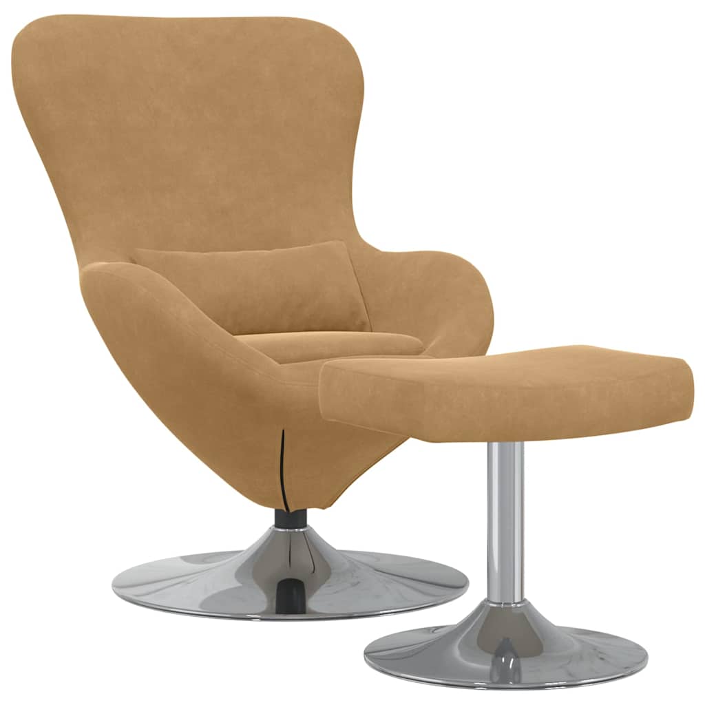 Egg Chair met Voetsteun Bruin 63 x 73 x 90 cm Fluweel