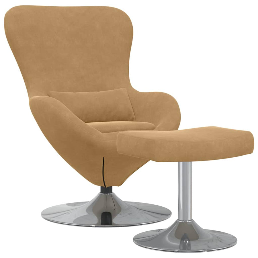 Egg Chair met Voetsteun Bruin 63 x 73 x 90 cm Fluweel