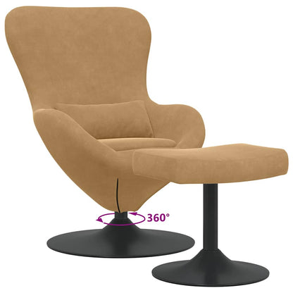 Egg Chair met Voetsteun Bruin 63 x 73 x 90 cm Fluweel