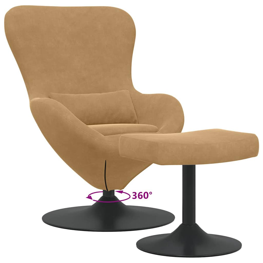 Egg Chair met Voetsteun Bruin 63 x 73 x 90 cm Fluweel