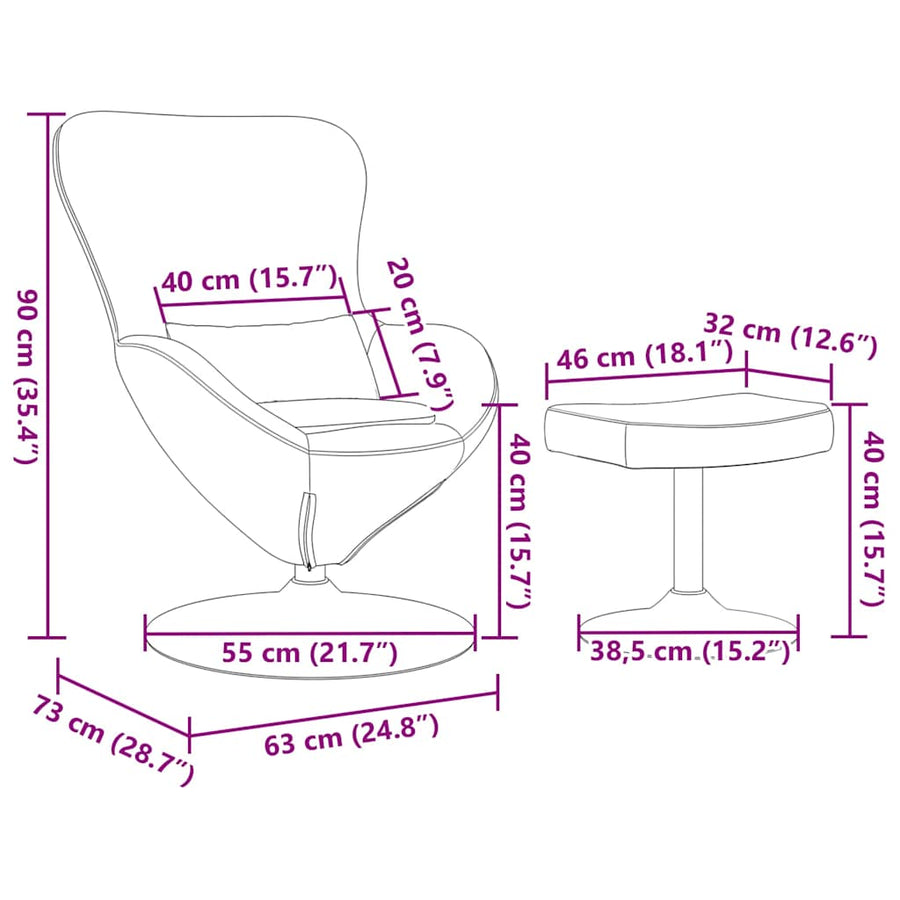 Egg Chair met Voetsteun Bruin 63 x 73 x 90 cm Fluweel