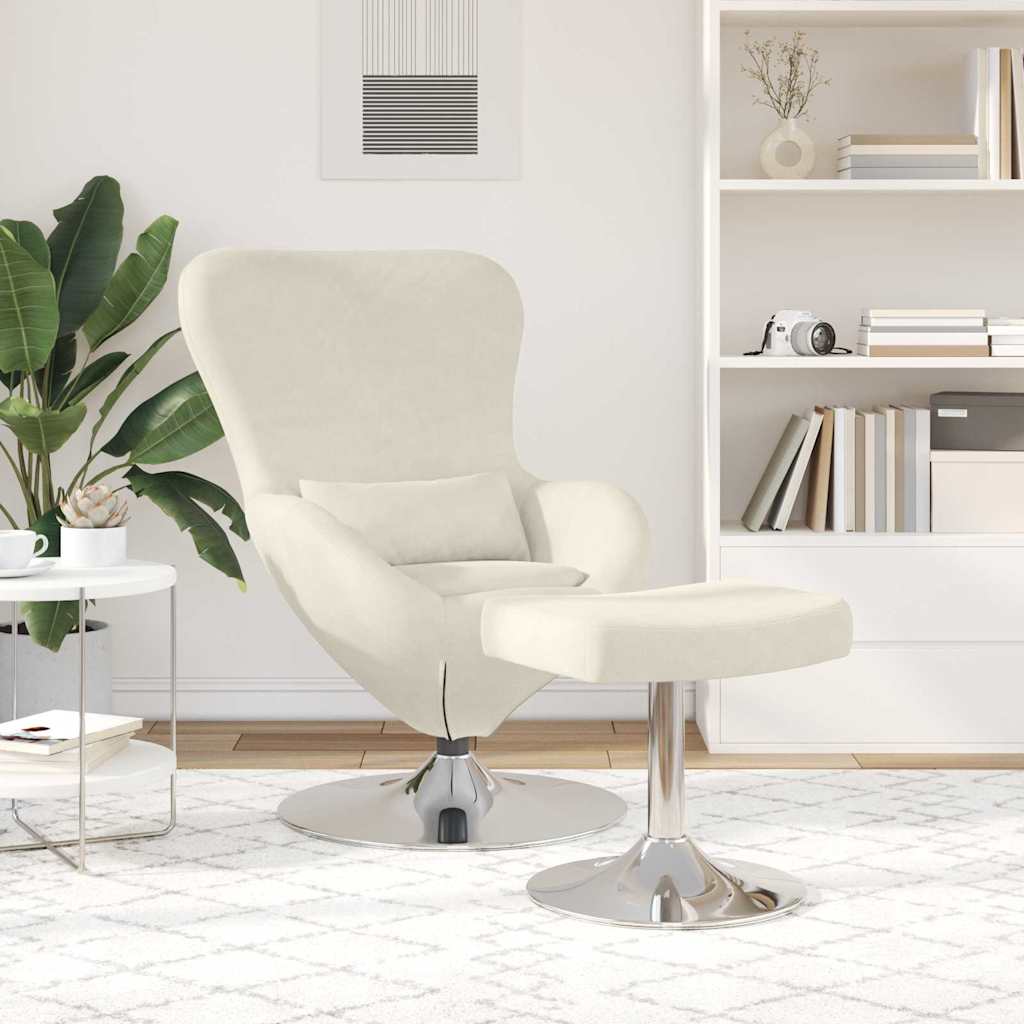 Egg Chair met Voetsteun Crème Fluweel