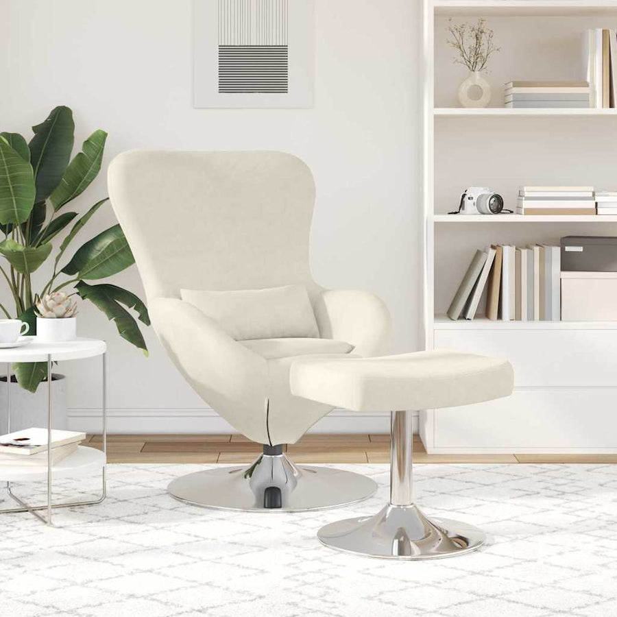 Egg Chair met Voetsteun Crème Fluweel
