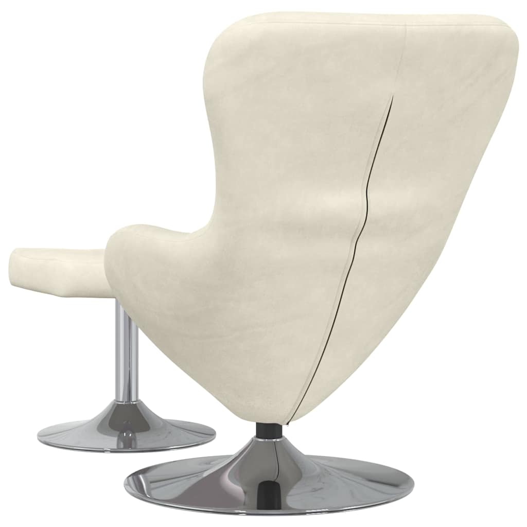 Egg Chair met Voetsteun Crème Fluweel