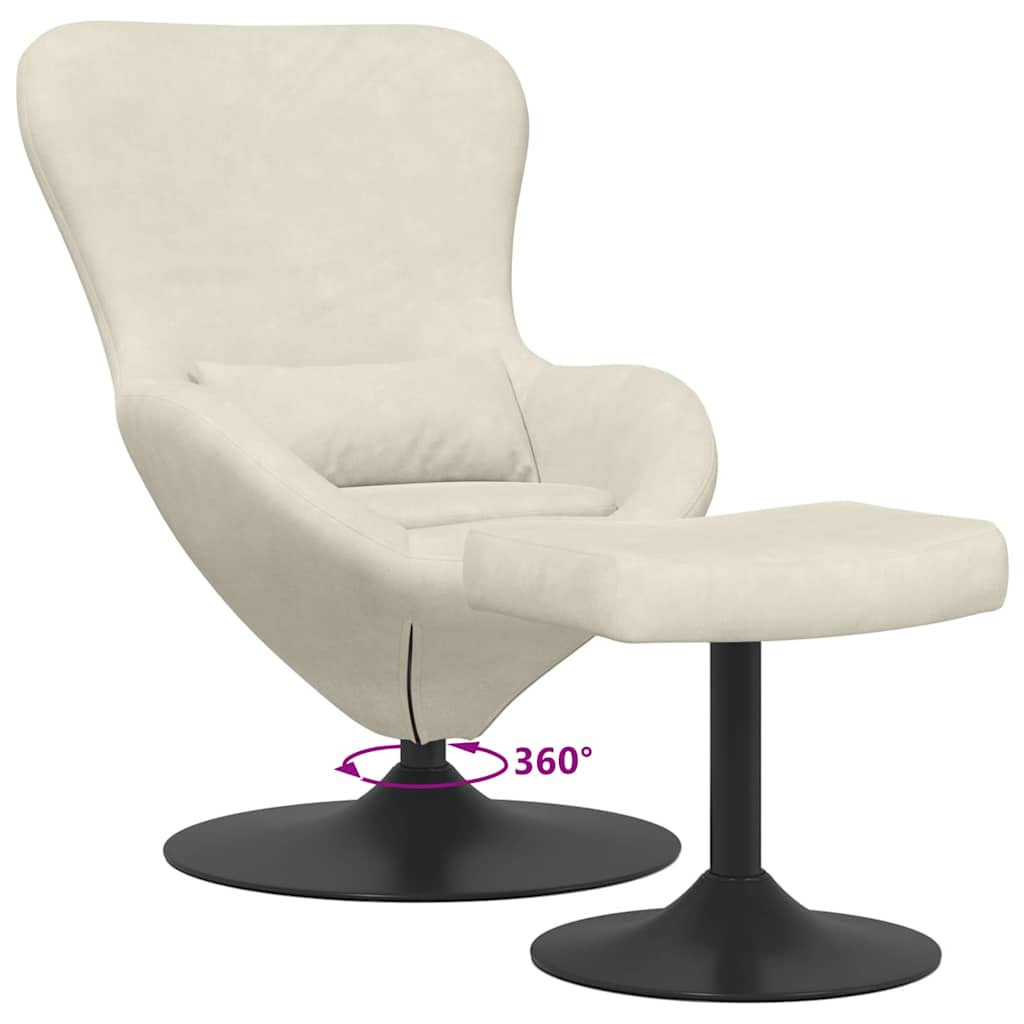 Egg Chair met Voetsteun Crème Fluweel