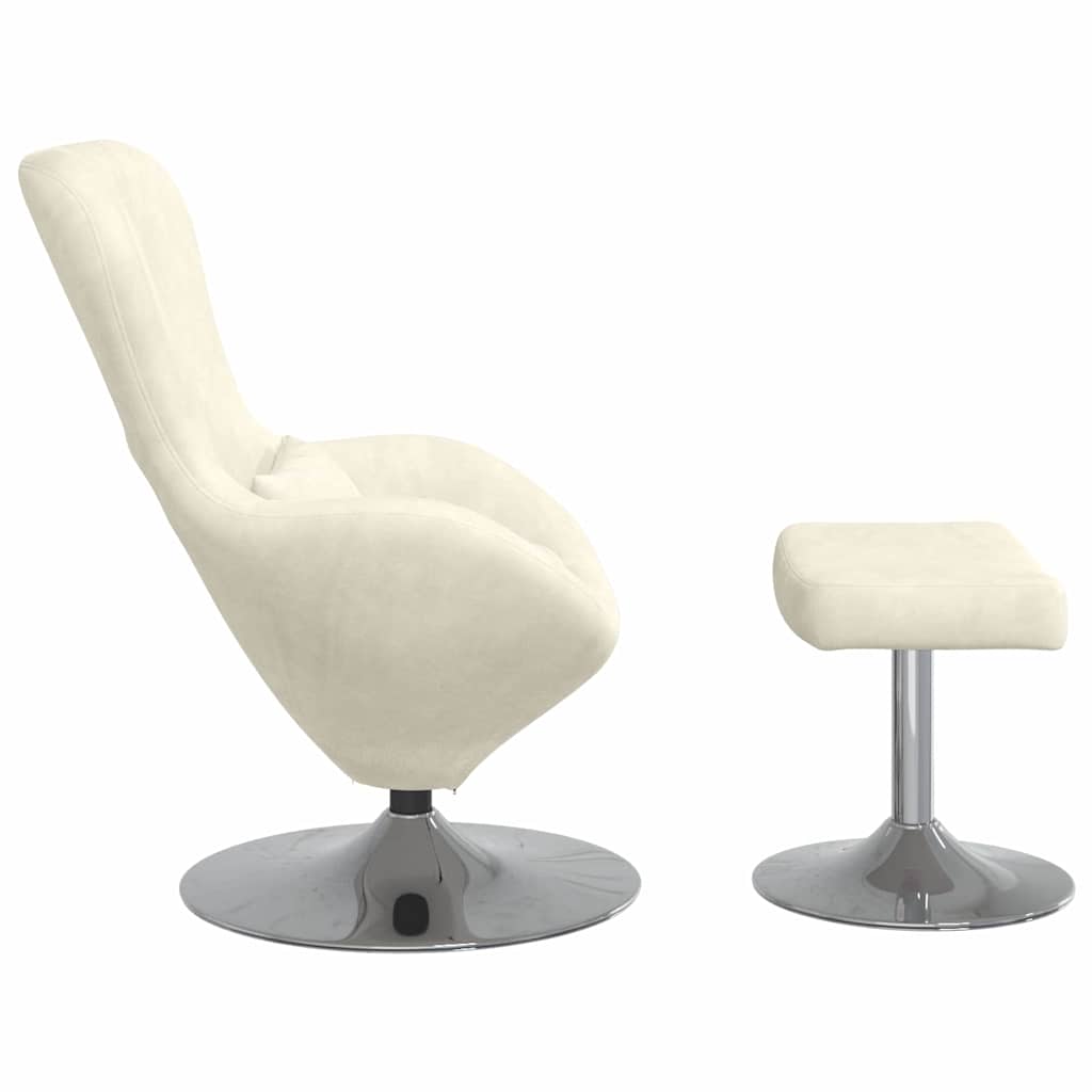 Egg Chair met Voetsteun Crème Fluweel