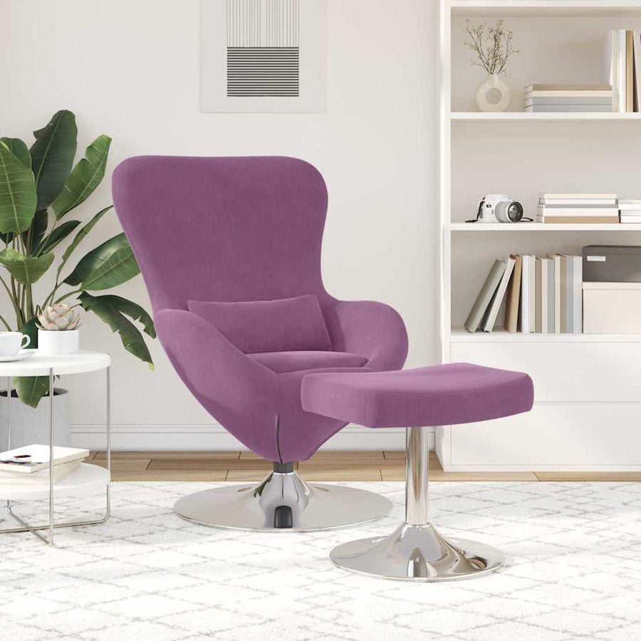 Egg Chair met Voetsteun Paars Fluweel