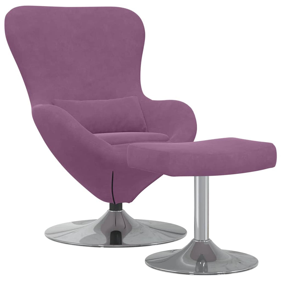 Egg Chair met Voetsteun Paars Fluweel
