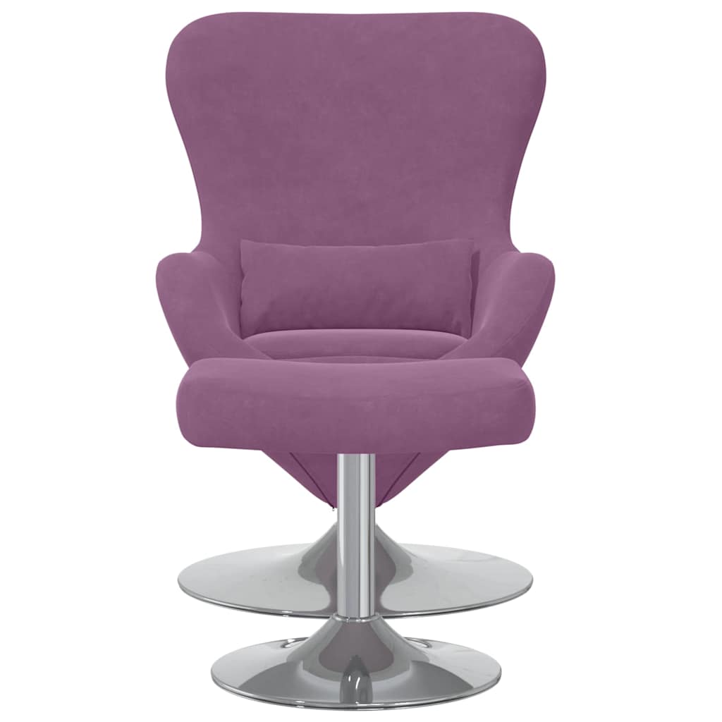 Egg Chair met Voetsteun Paars Fluweel