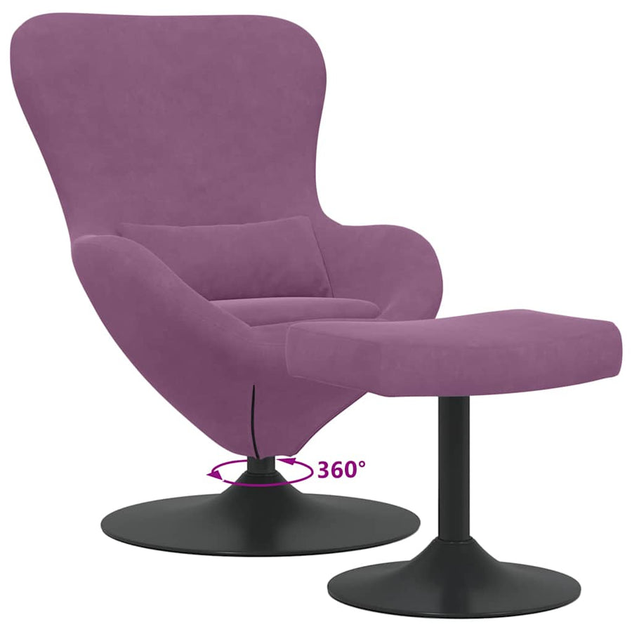 Egg Chair met Voetsteun Paars Fluweel