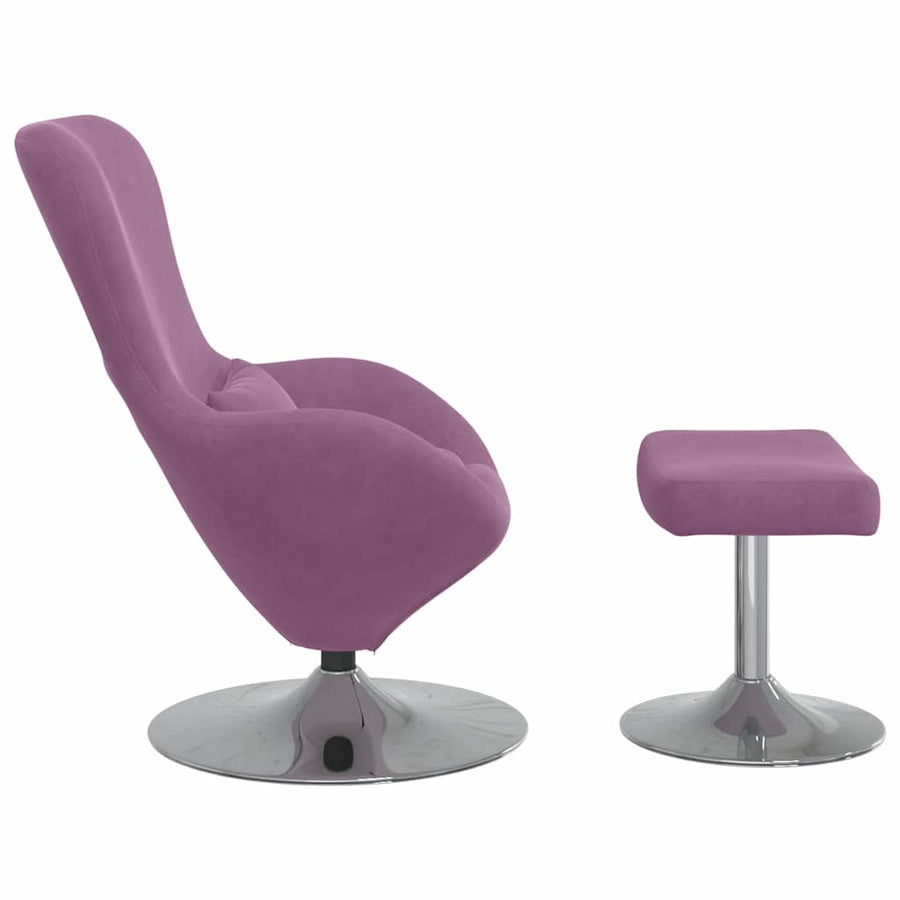 Egg Chair met Voetsteun Paars Fluweel