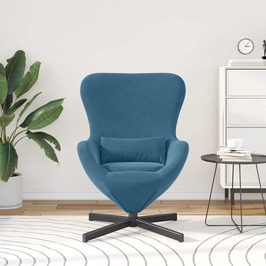 Eivormige stoel Blauw 63 x 73 x 90 cm Fluweel