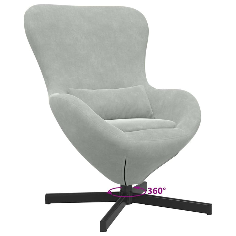 Eivormige stoel Lichtgrijs 63 x 73 x 90 cm Fluweel
