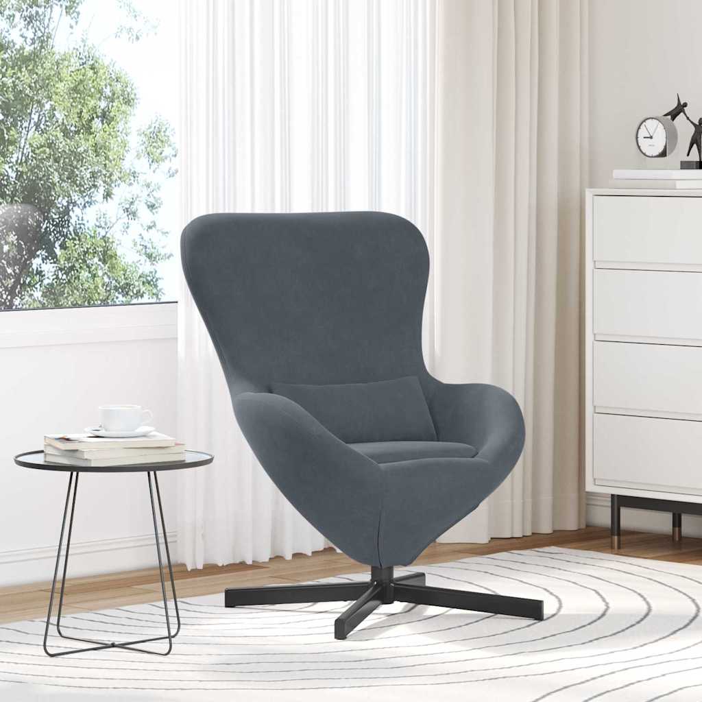 Eivormige stoel Donkergrijs 63 x 73 x 90 cm Fluweel