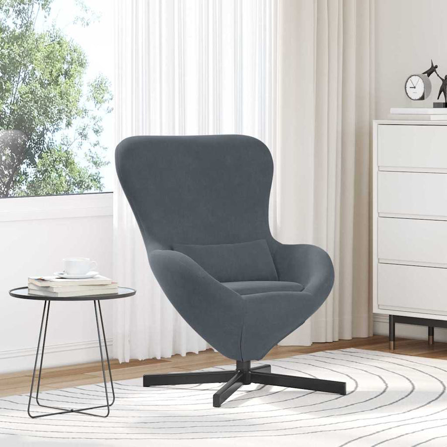 Eivormige stoel Donkergrijs 63 x 73 x 90 cm Fluweel