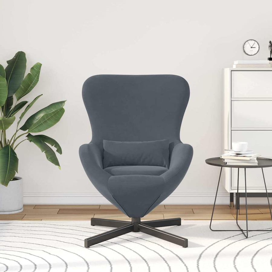 Eivormige stoel Donkergrijs 63 x 73 x 90 cm Fluweel