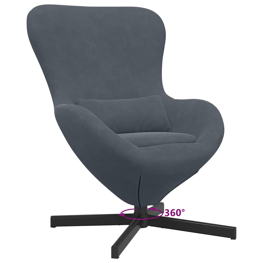 Eivormige stoel Donkergrijs 63 x 73 x 90 cm Fluweel