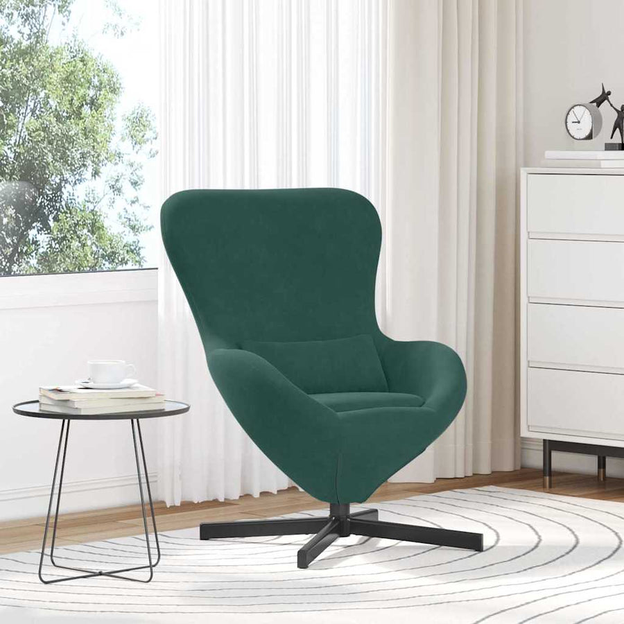 Eivormige stoel Donkergroen 63 x 73 x 90 cm Fluweel