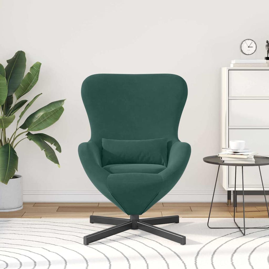 Eivormige stoel Donkergroen 63 x 73 x 90 cm Fluweel