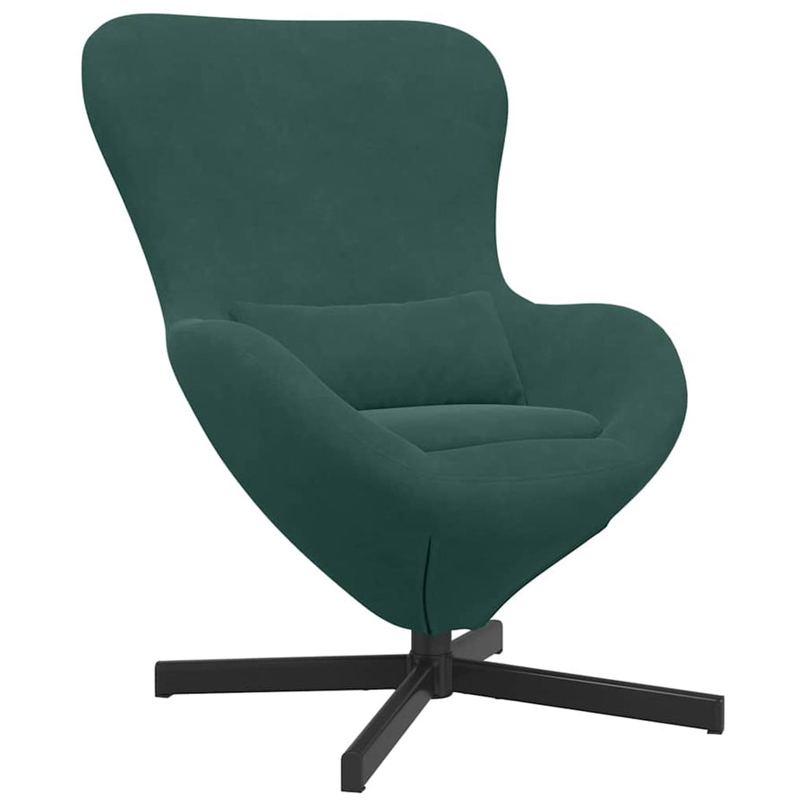 Eivormige stoel Donkergroen 63 x 73 x 90 cm Fluweel