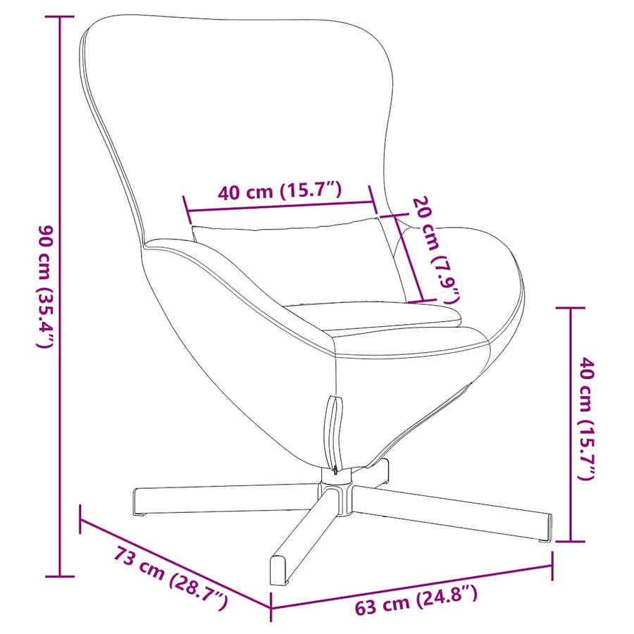 Eivormige stoel Roze 63 x 73 x 90 cm Fluweel