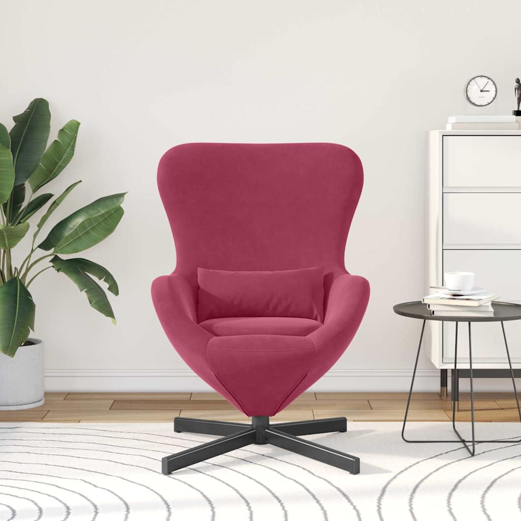 Eivormige stoel Wijnrood 63 x 73 x 90 cm Fluweel