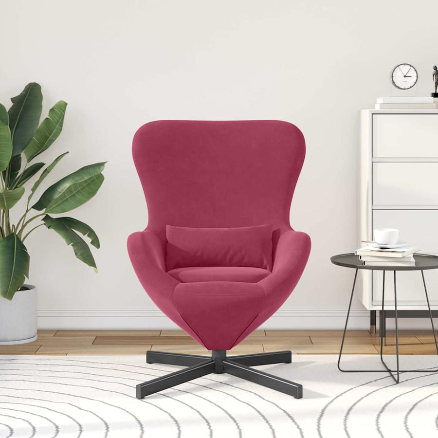 Eivormige stoel Wijnrood 63 x 73 x 90 cm Fluweel