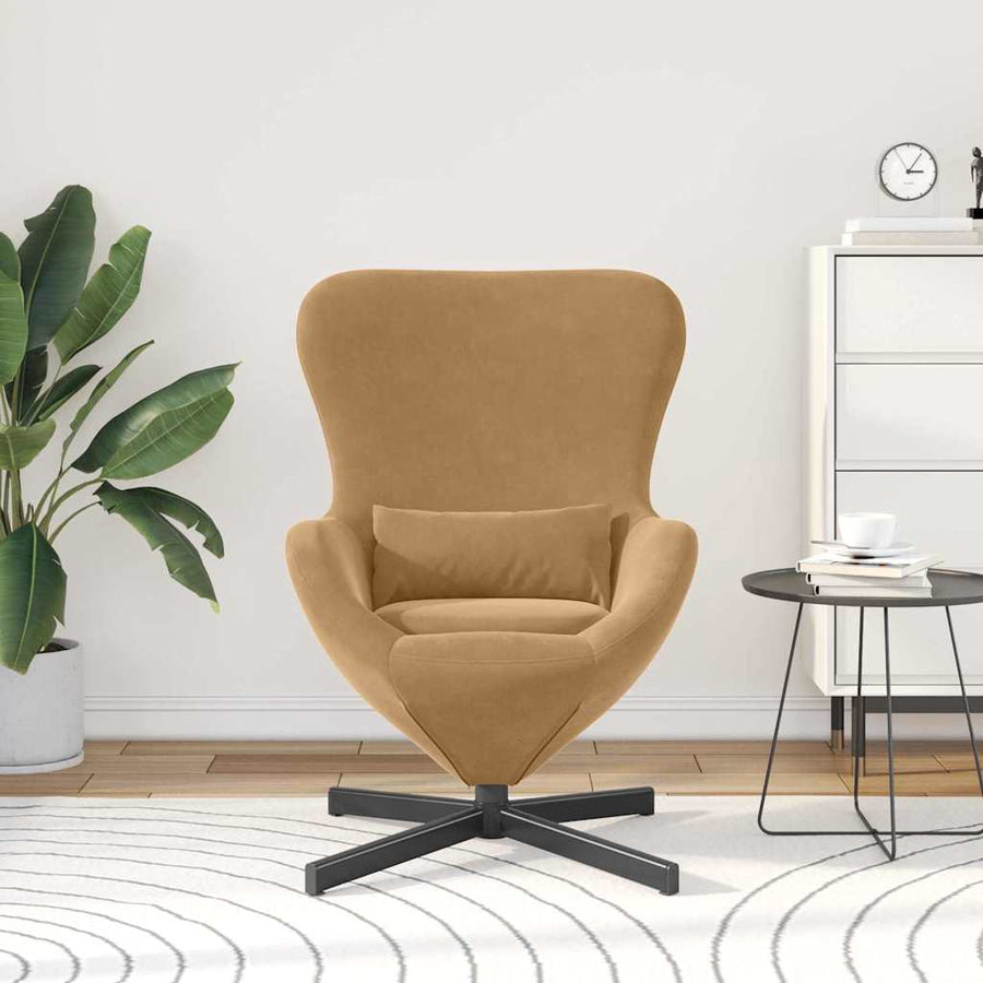 Eivormige stoel Bruin 63 x 73 x 90 cm Fluweel