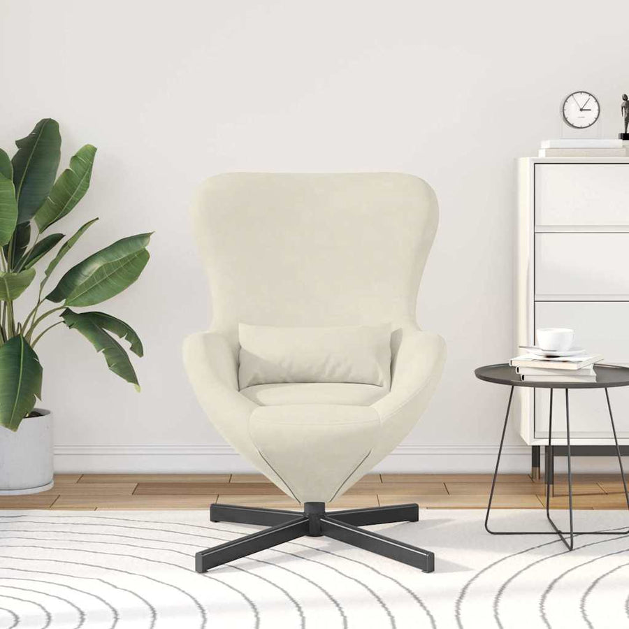 Eivormige stoel Crème 63 x 73 x 90 cm Fluweel