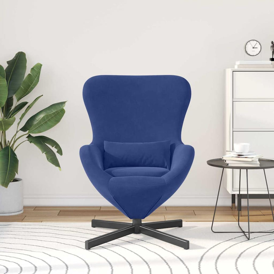Eivormige stoel Politieblauw 63 x 73 x 90 cm Fluweel